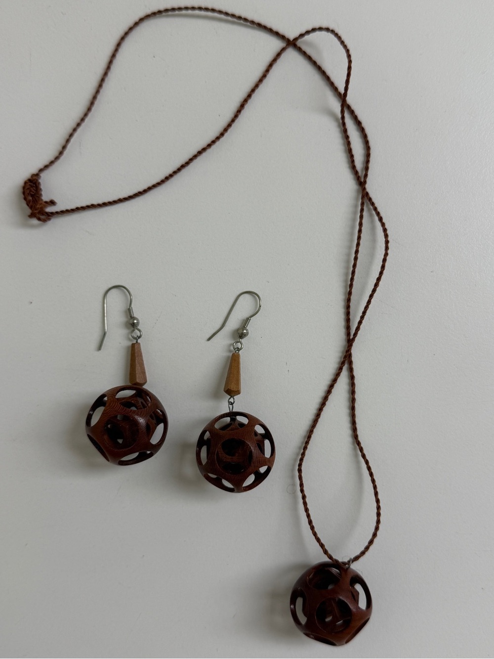Wooden earring and necklace set never worn
